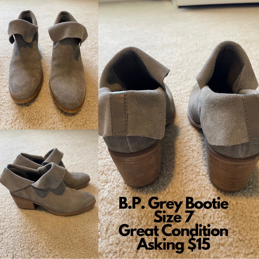 Women’s B.P. Gray Ankle Bootie size 7..  Hardly worn.  Excellent condition.